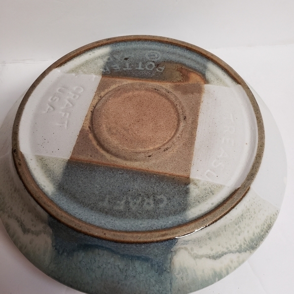 Vintage Treasure Craft Studio Pottery Trinket Dish Ashtray Blue White Grey USA - Picture 4 of 4